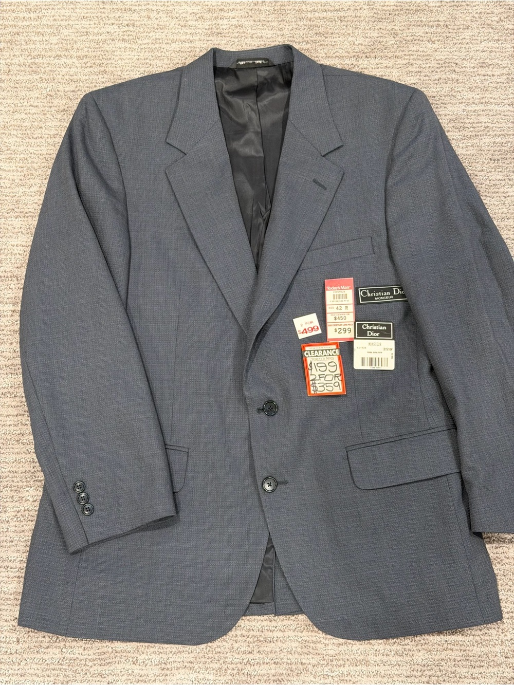 NWT Vintage Christian Dior Monsieur Blazer Sport Coat 42R Made in USA Deadstock